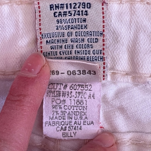 True Religion White Billy Low Rise Jeans with Red and Cream Stiching - Size 24 - Picture 12 of 16